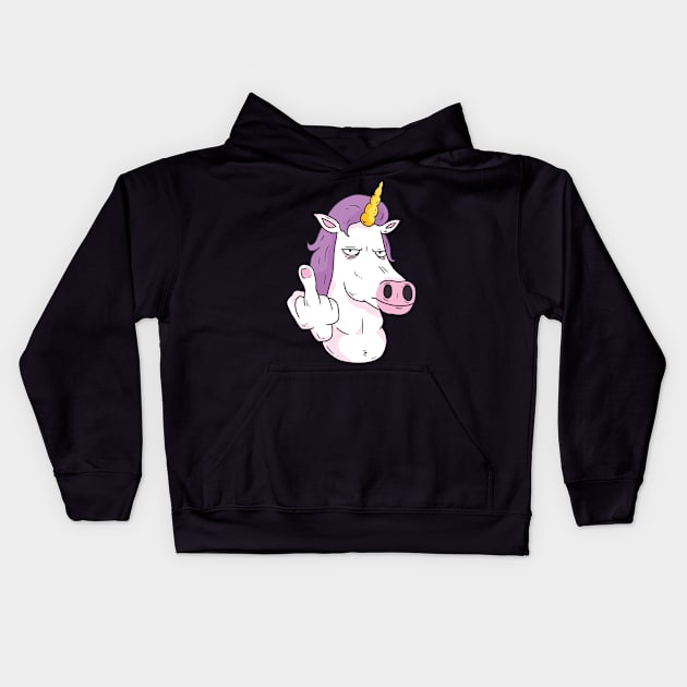 Unicorn middle finger gift idea Kids Hoodie by Shadowbyte91